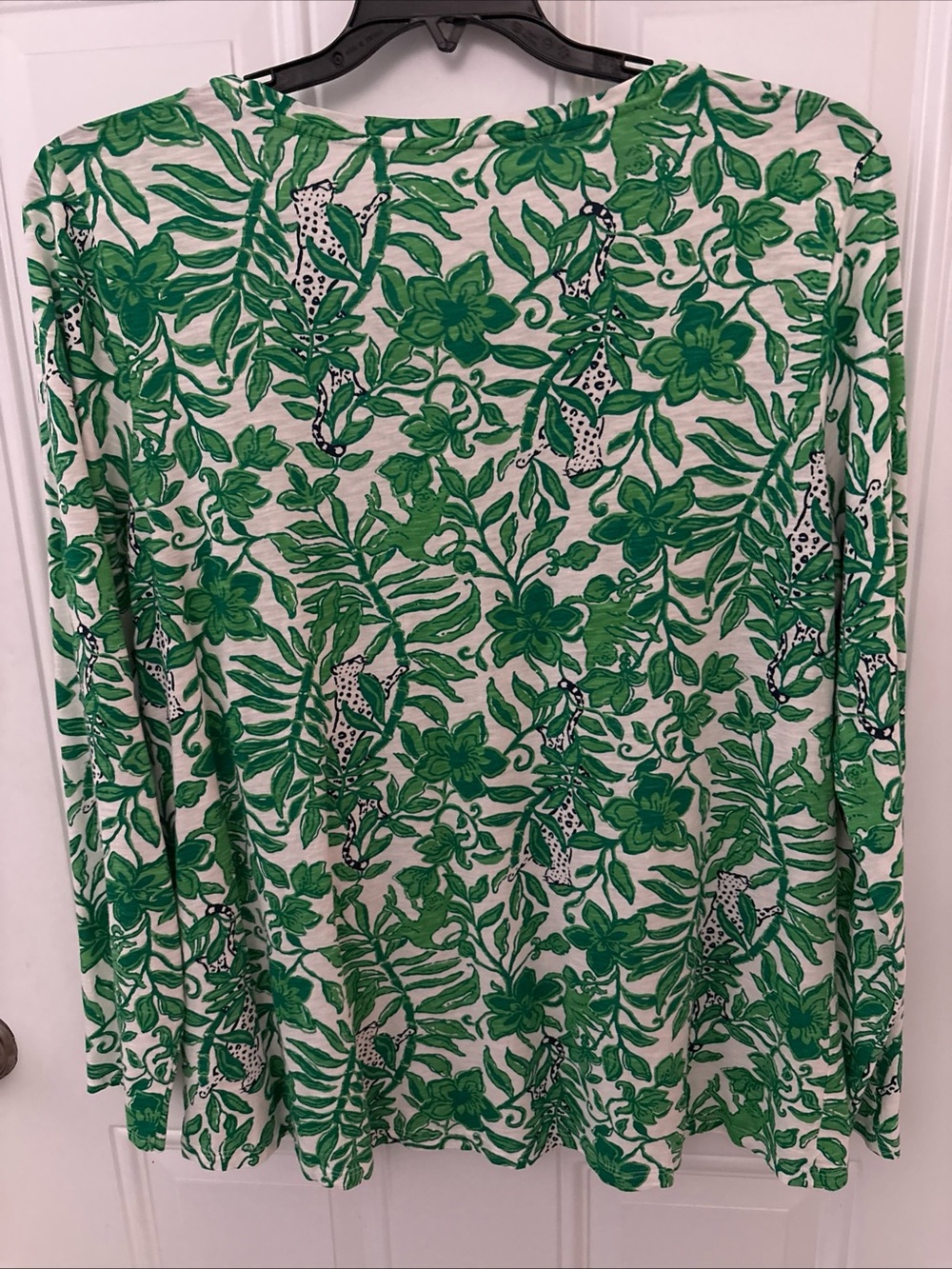 Lilly Pulitzer White Long-Sleeve Top with Green Floral Print - Picture 3 of 9